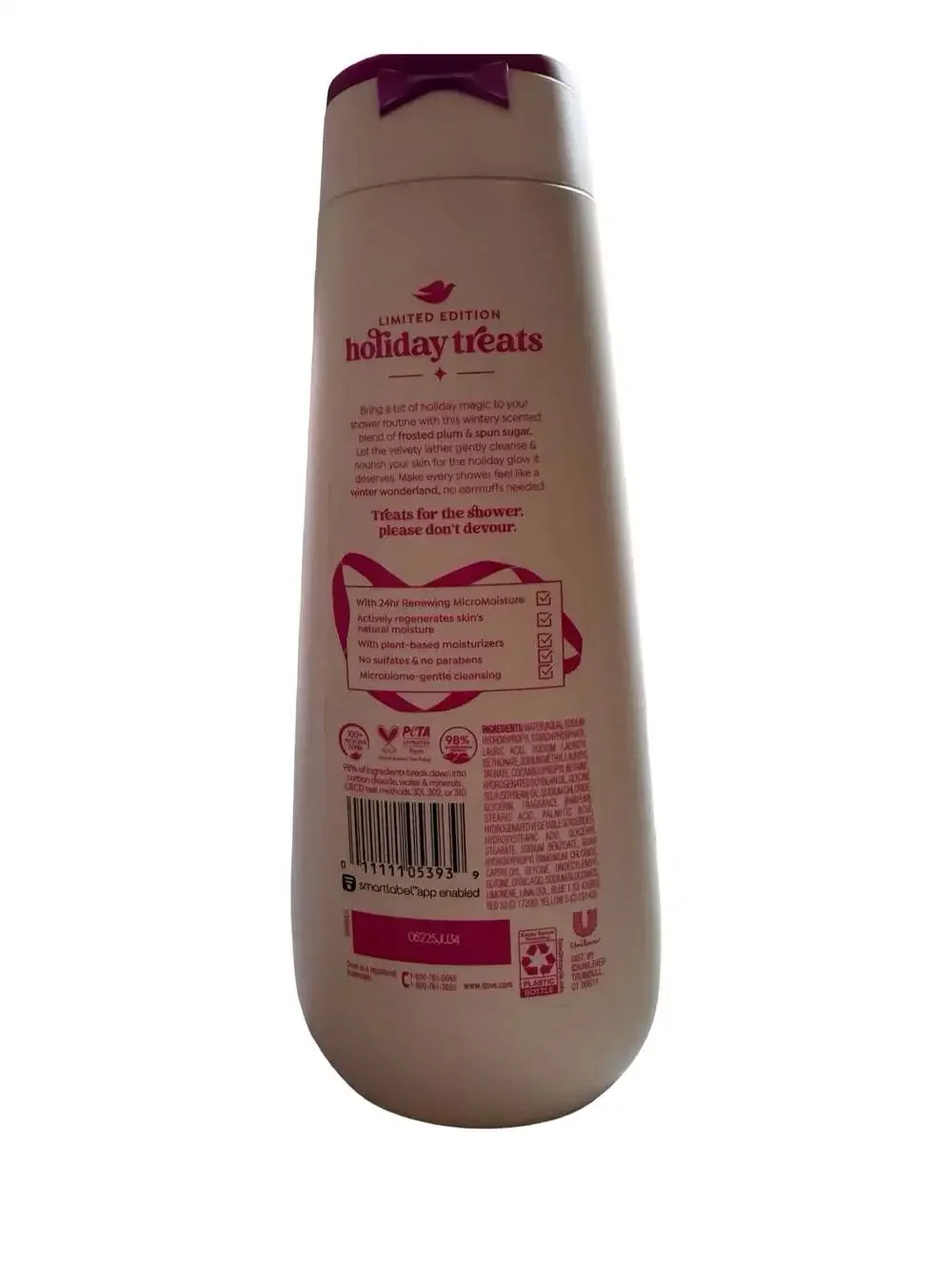 Dove Holiday Treats Limited Edition Frosted Plum Berry Body Wash 20oz (Set of 4)